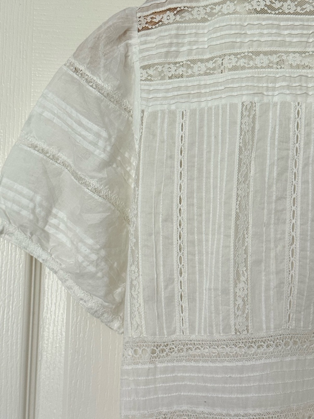DOÈN White Poplin & Lace Tiered Midi Dress - Small - Picture 7 of 8
